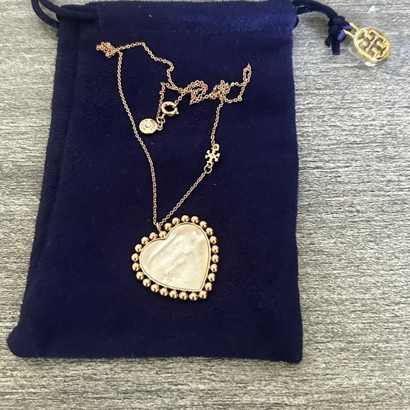 Tory Burch Jewelry - Tory Burch HEART Mother of Pearl Necklace ROSE GOLD NWOT
